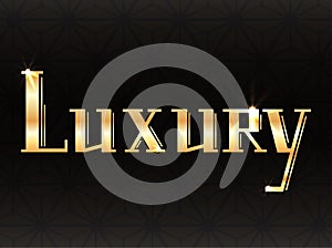 Luxury gold lettering on dark background with decoration. Printed inscription. Magnificence.