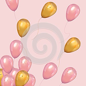 Luxury Gold and Pink balloons with confetti.