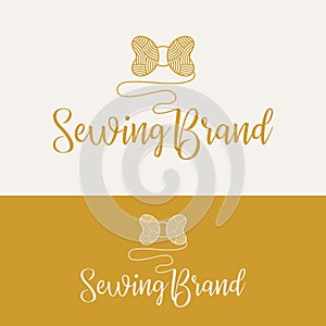 Luxury Gold Sewing Thread Logo Design Template