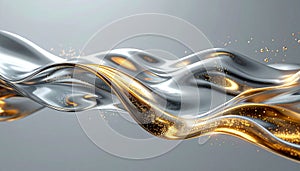 Luxury Gold and Silver Liquid Flow Abstract