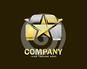 Luxury gold star car logo design template