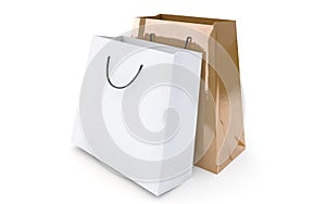 Luxury gold and white shopping bags