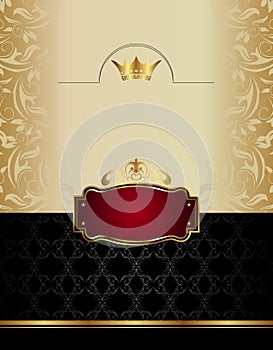Luxury gold wine label with emblem