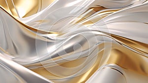 Luxury golden background with drapery. 3d render