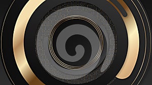 Luxury golden and black circles grunge geometric abstract motion background. Seamless looping. Video animation Ultra HD 4K