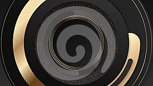 Luxury golden and black circles grunge geometric abstract motion background. Seamless looping. Video animation Ultra HD 4K 3840x21