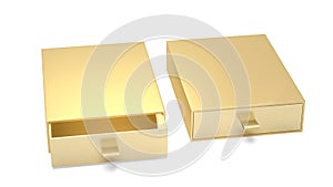 Luxury golden box Isolated On White Background, 3D render. 3D illustration