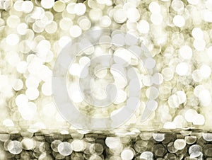 Luxury golden christmas lights bokeh background. product placement