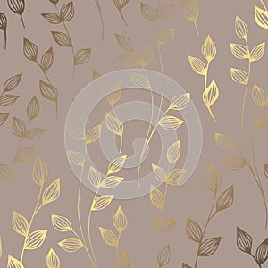 Luxury golden floral pattern on a brown background. Elegant decorative vector pattern