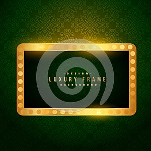 Luxury golden frame on green background