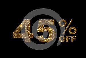 Luxury golden glitter forty five percent discount word text