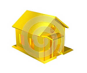 Luxury golden house isolated