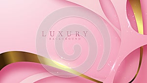 Luxury golden line background pink and purple shades in 3d abstract style. Illustration from vector about modern template deluxe
