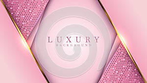 Luxury golden line background pink and purple shades in 3d abstract style. Illustration from vector about modern template deluxe