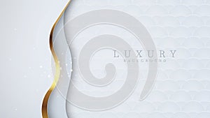 Luxury golden line background white and gray shades in 3d abstract style. Illustration from vector about modern template deluxe