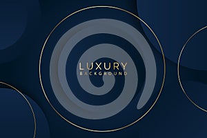 Luxury Golden line on dark blue rounded blocks with blue color background