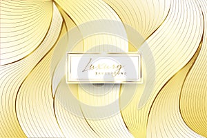 Luxury golden line waves curved background