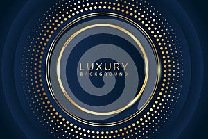 Luxury Golden lines with golden dots on dark blue shaded color background