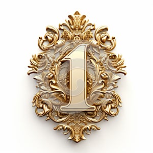 Luxury Golden Number One Decoration On White Background photo