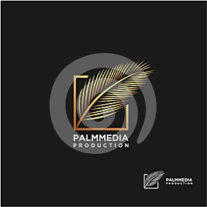 Luxury golden palm leaf logo design