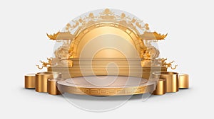 Luxury Golden podium for Chinese new year festival,Chinese Festivals. Design for Chinese New Year celebration, advertising or