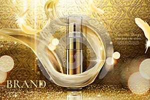 Luxury golden skincare spray photo