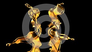 Luxury golden splash of liquid. 3d illustration, 3d rendering