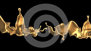 Luxury golden splash of liquid. 3d illustration, 3d rendering