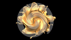 Luxury golden splash of liquid. 3d illustration, 3d rendering