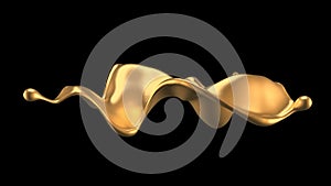 Luxury golden splash of liquid. 3d illustration, 3d rendering