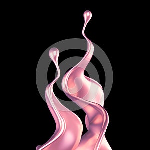 Luxury golden splash of liquid. 3d illustration, 3d rendering