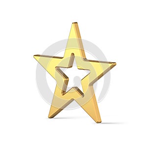 Luxury golden star frame isometric symbol of award, achievement jewelry 3d template vector