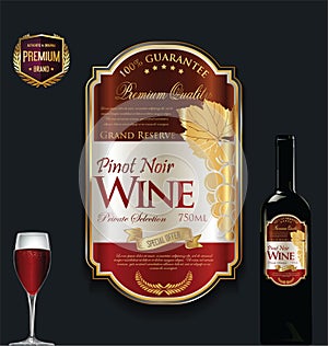 Luxury golden wine label template