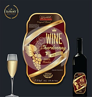 Luxury golden wine label template