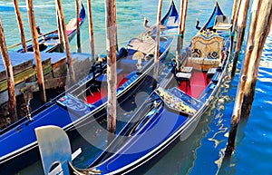 Luxury Gondola waiting for tourists near Rialto Bridge