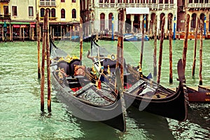 Luxury gondolas in Venice