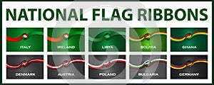 Luxury green and grey style country flag ribbons