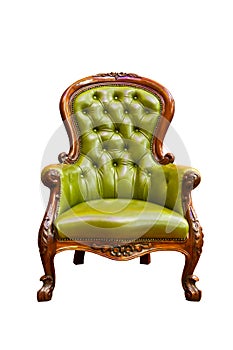 Luxury green leather armchair