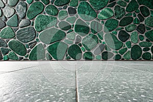 Luxury green pebble tile texture photo