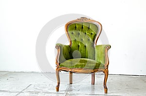 Luxury green vintage style sofa in vintage room