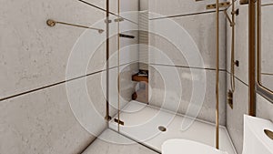 Luxury grey toilet interior scene 3d perspective