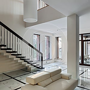 Luxury hall interior with staircase