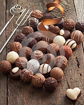 Luxury handmade chocolate bonbon assortment photo