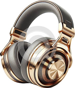 Luxury Headphone Titanium and Gold Vector Illustration