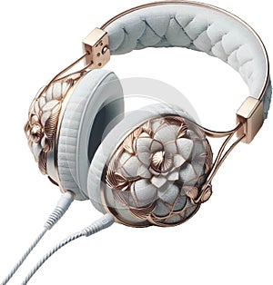 Luxury Headphone White and Gold Vector Illustration