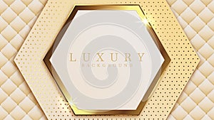 Luxury hexagon golden line background mustard shades in 3d abstract style. Illustration from vector about modern template deluxe
