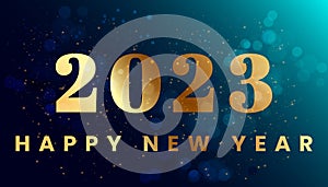 Luxury holiday banner with golden glitter numbers 2023 happy new year