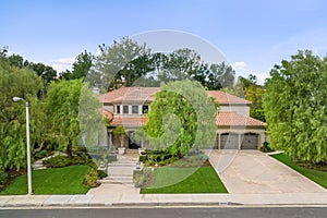 Exterior shot of a luxury home in Calabasas, California. photo