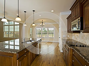 Luxury Home Kitchen with Hanging Lights