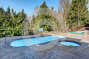 Luxury home pool and jacuzzi.